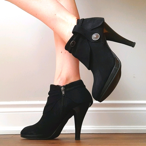 Black Suede Booties - Picture 1 of 6